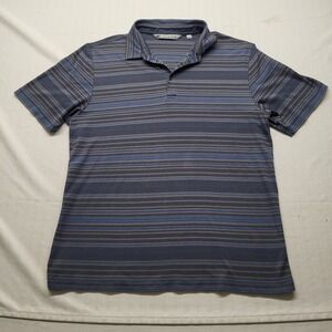 Travis Mathew Golf Polo Shirt Mens Large Gray Stripe Lightweight Cotton Blend